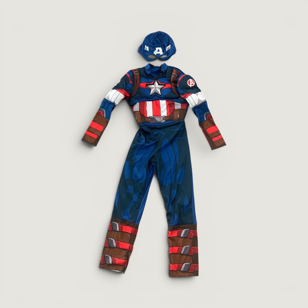 Marvel Captain America Boys Muscle Costume Suit Yourself Jumpsuit Mask